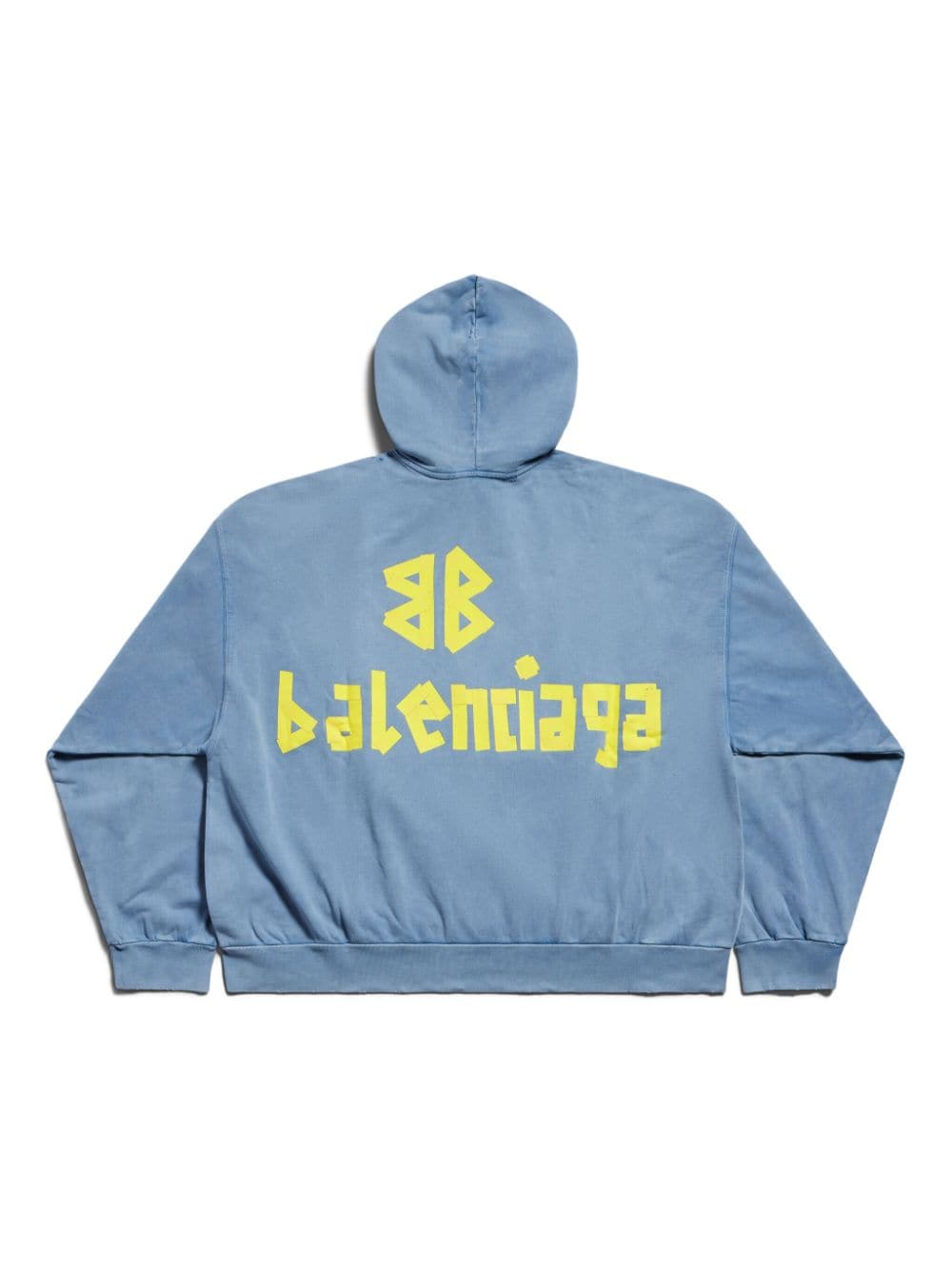 Shop Balenciaga Logo-print Cotton Hoodie In Blue