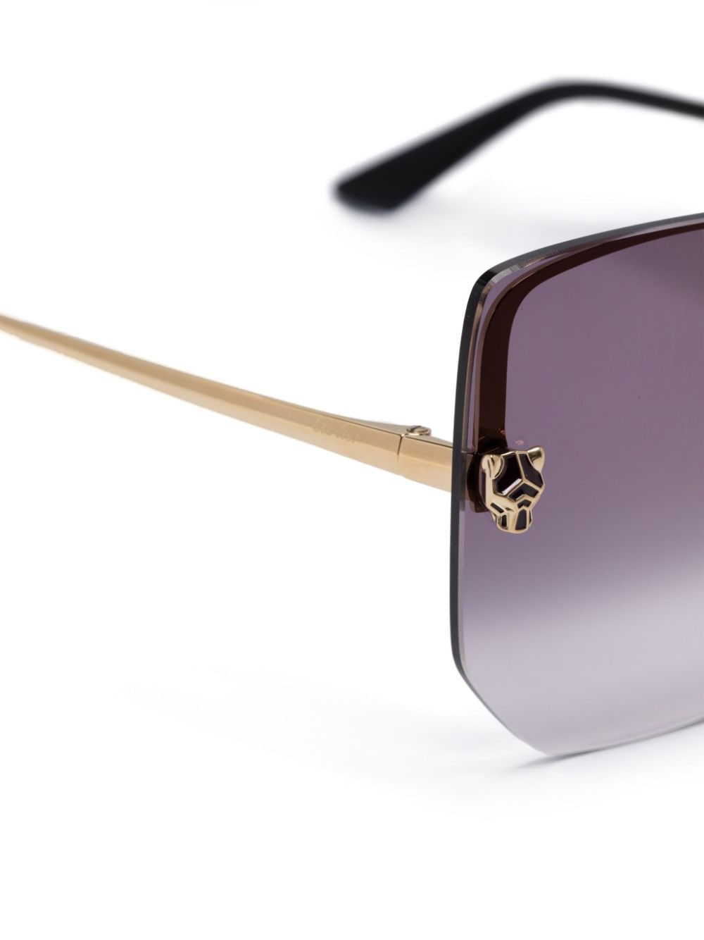 Shop Cartier Panther-plaque Butterfly-frame Sunglasses In Gold