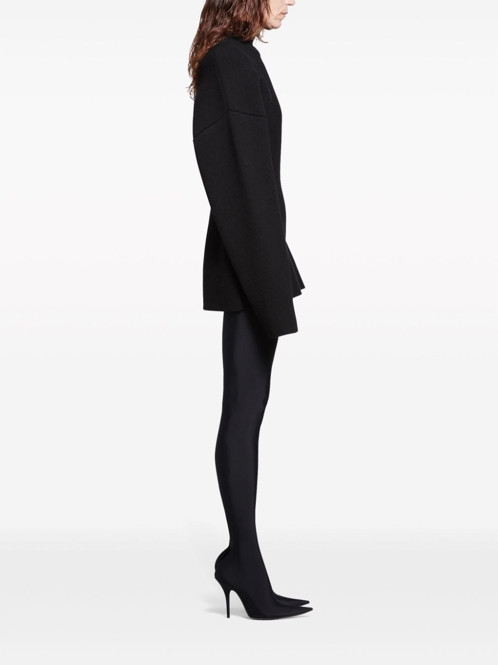 Shop Balenciaga Hourglass High-neck Jumper In Black