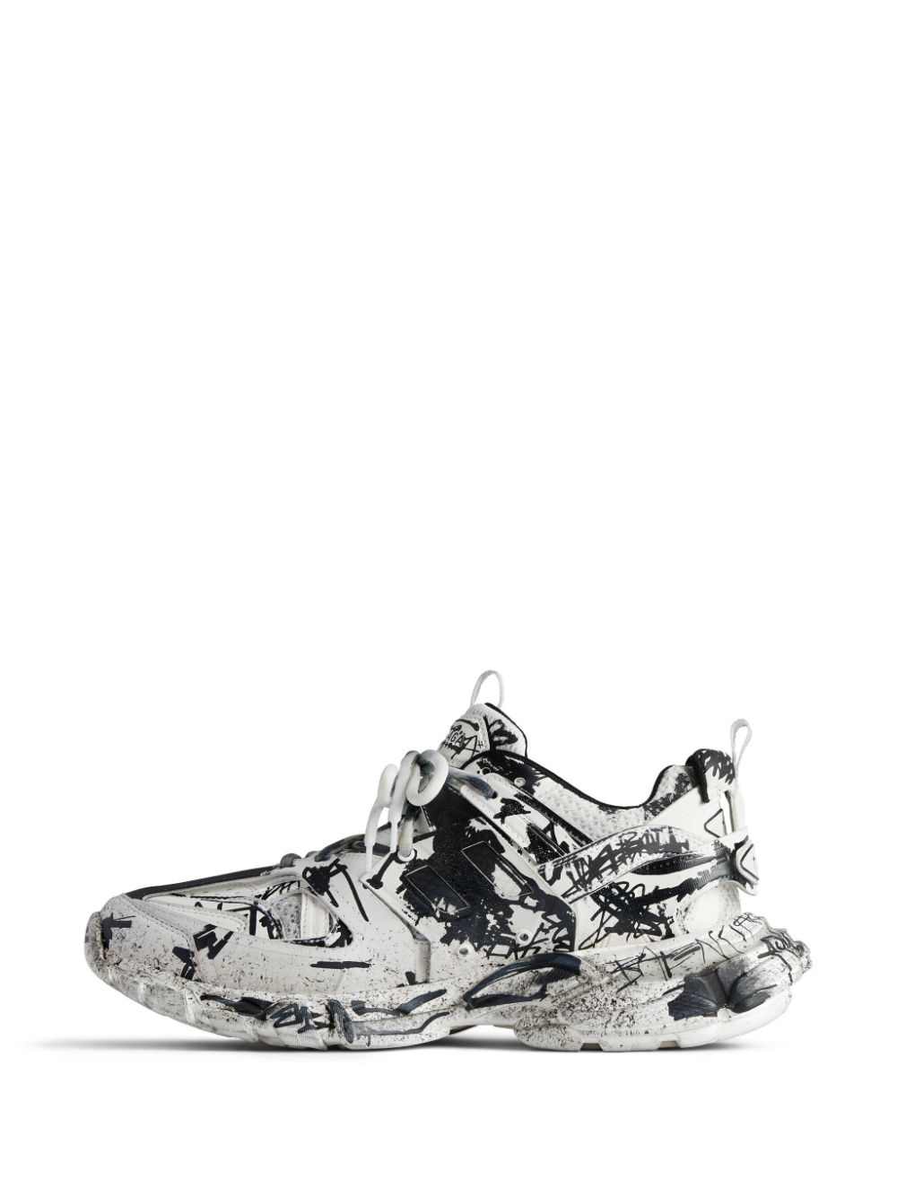 Shop Balenciaga Track Graffiti-print Chunky Sneakers In White