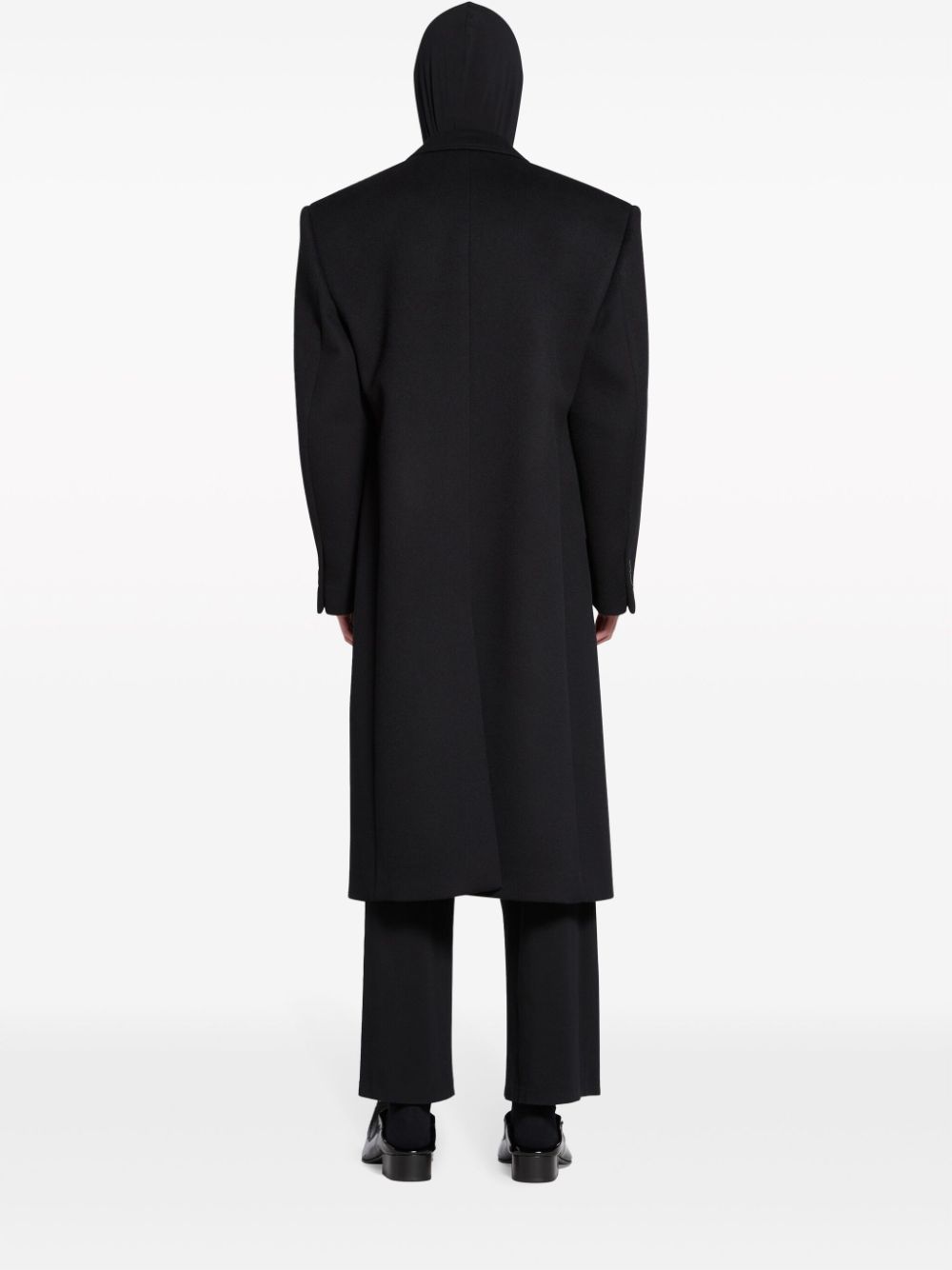Shop Balenciaga Double-breasted Wool Coat In Black
