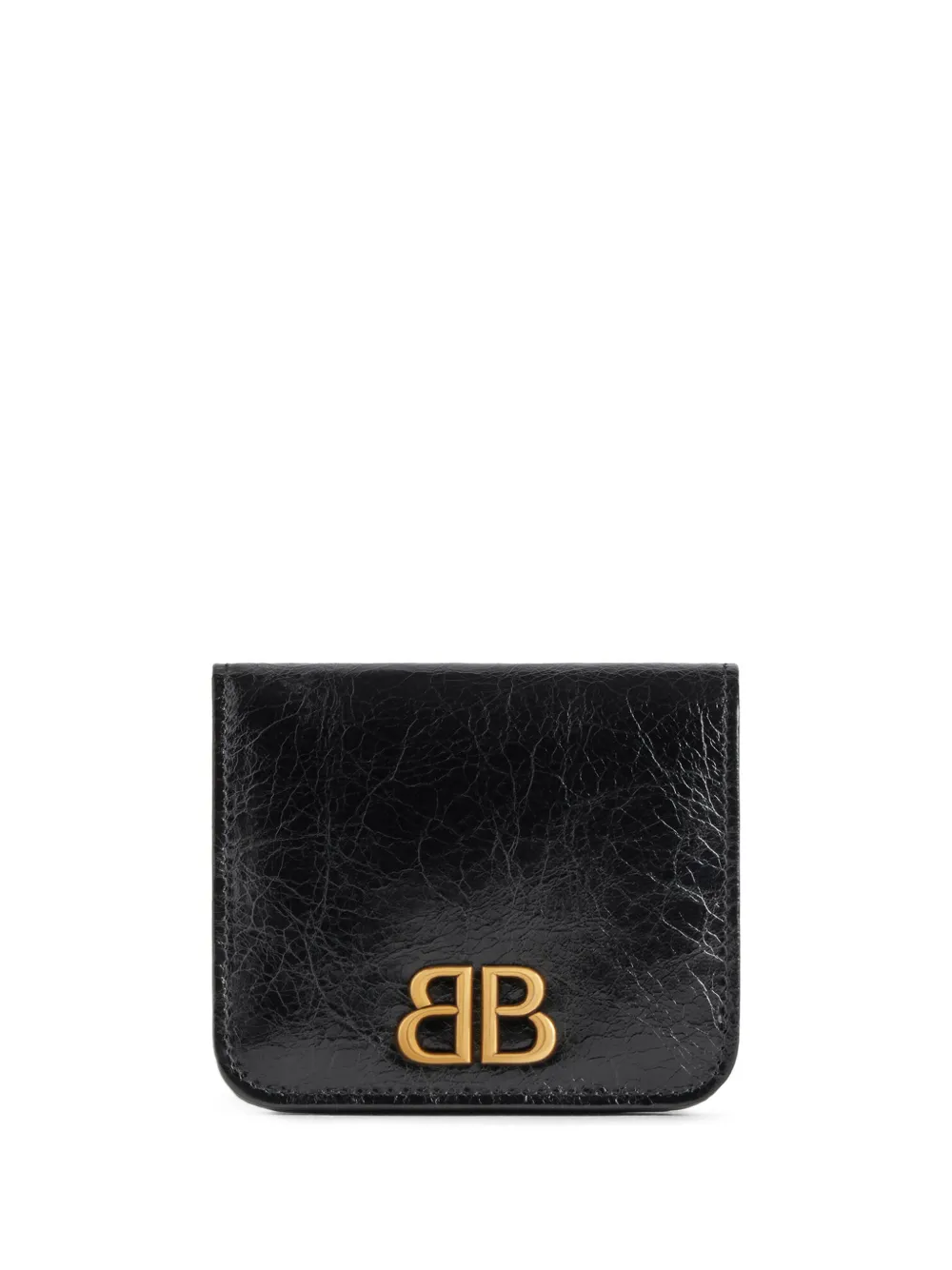 Balenciaga Logo-plaque Leather Wallet In Black