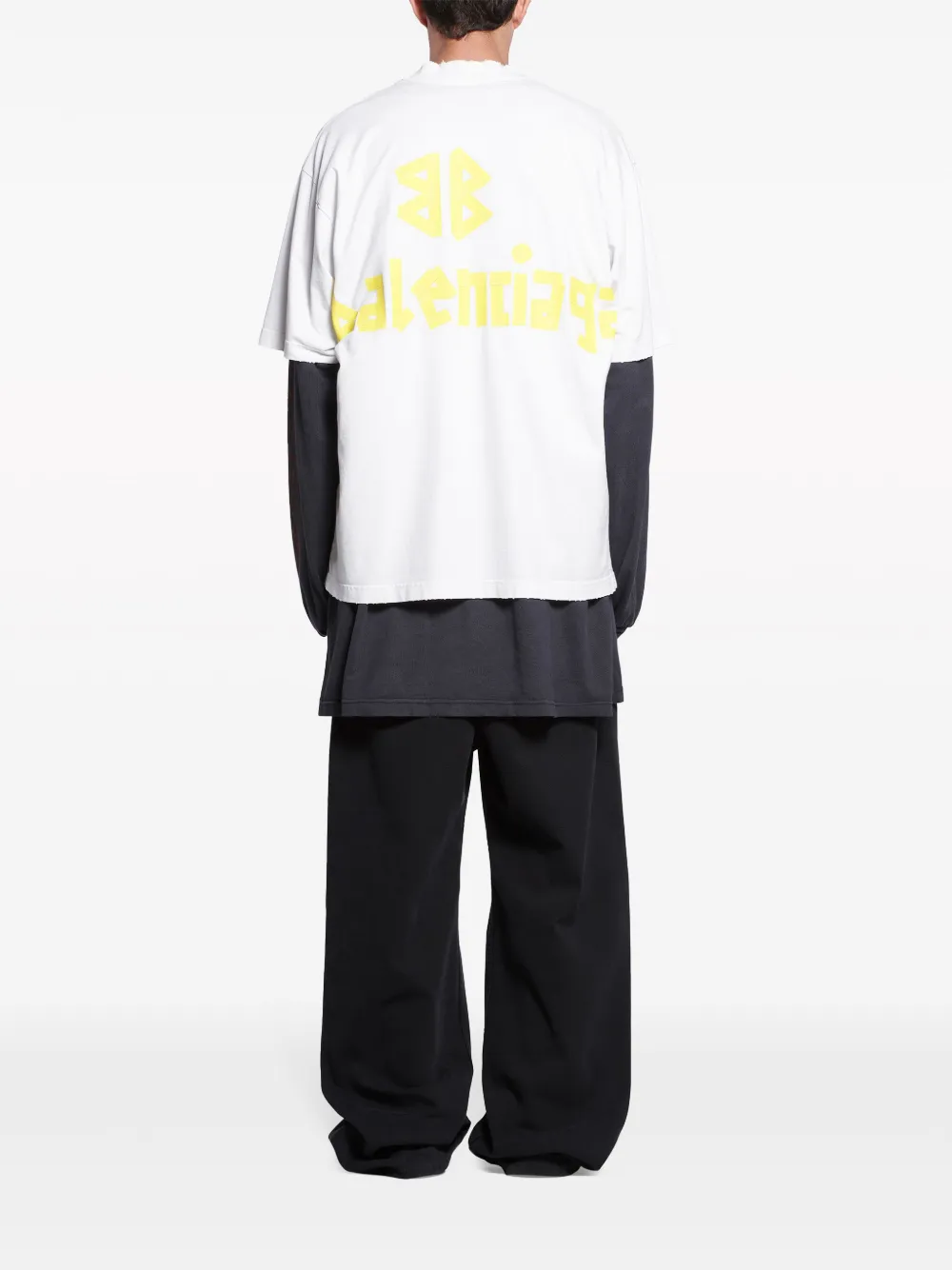 Shop Balenciaga Tape Type Cotton T-shirt In White