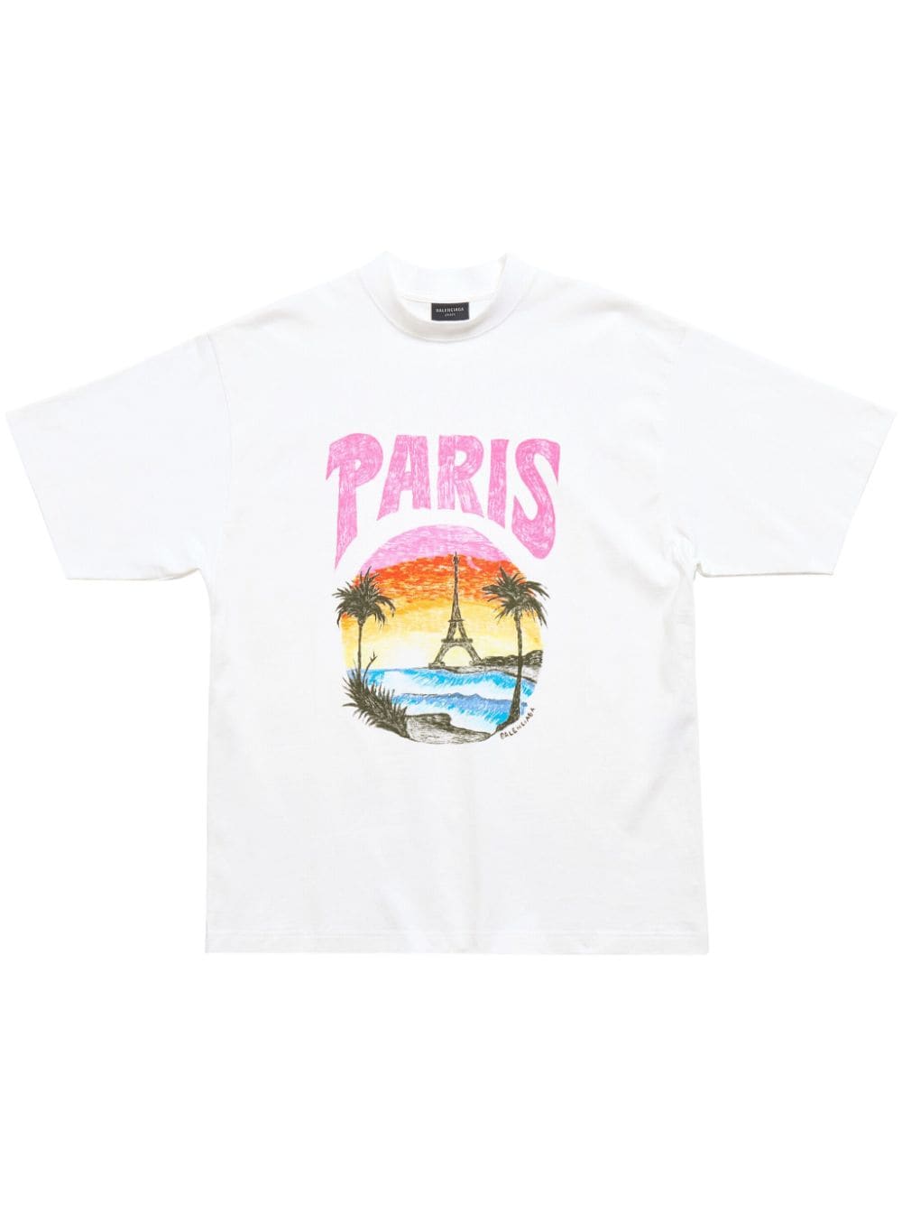Balenciaga Paris Tropical katoenen T-shirt Wit