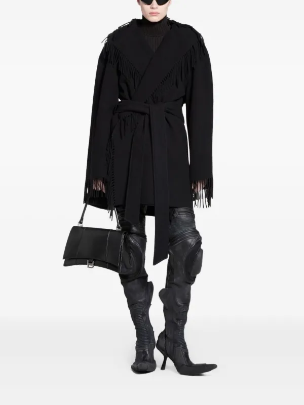 Balenciaga フリンジ ラップコート | ブラック | FARFETCH JP Balenciaga フリンジ ラップコート | ブラック | FARFETCH JP