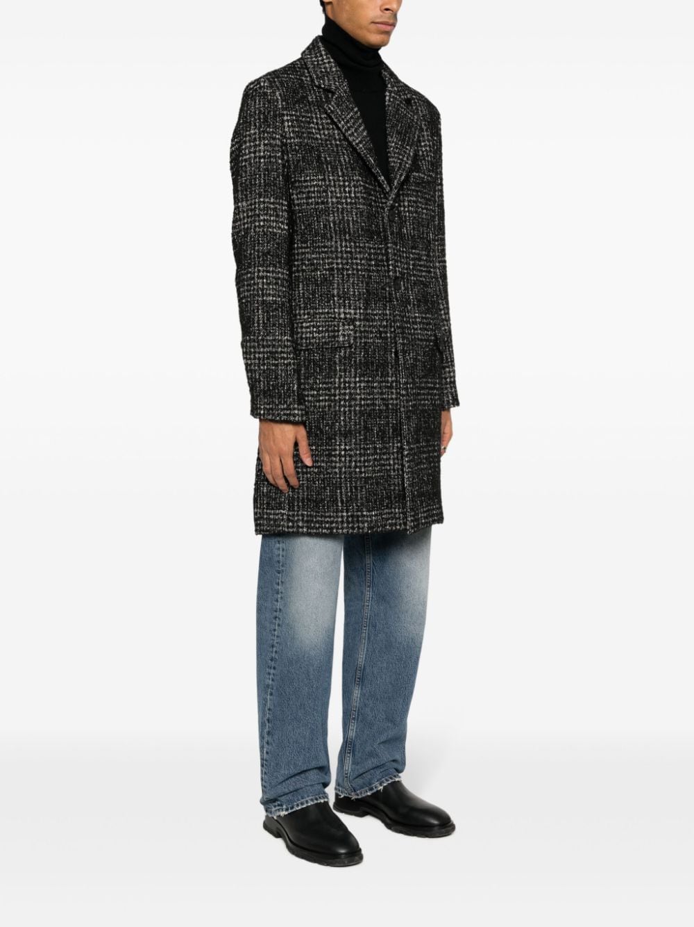 Shop Iro Calvon Check-pattern Coat In Black