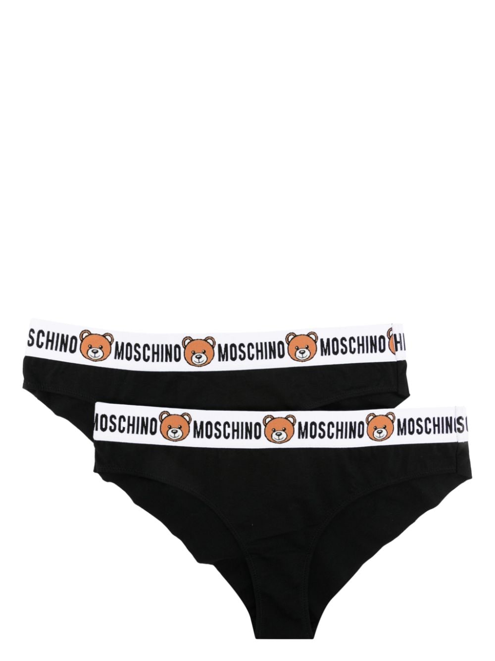 Moschino Teddy Bear Waistband Briefs (pack Of Two) In Black