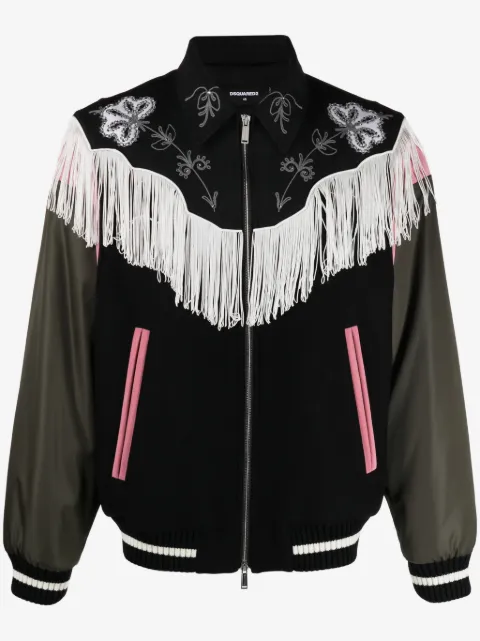 DSQUARED2 frayed-trim bomber jacket