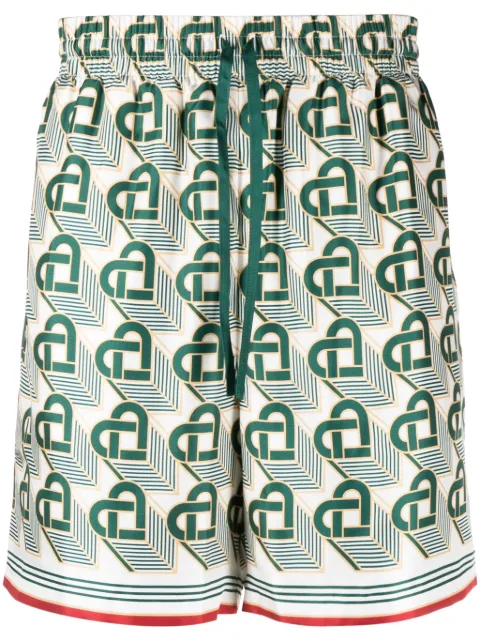 Casablanca Heart Monogram silk shorts