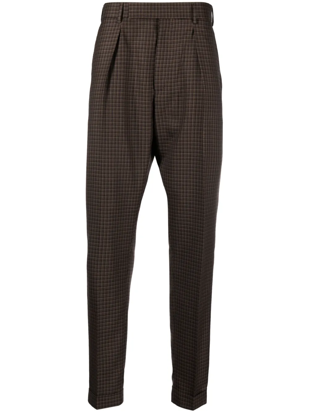 Paul Smith Wool-blend Check Trousers In Brown