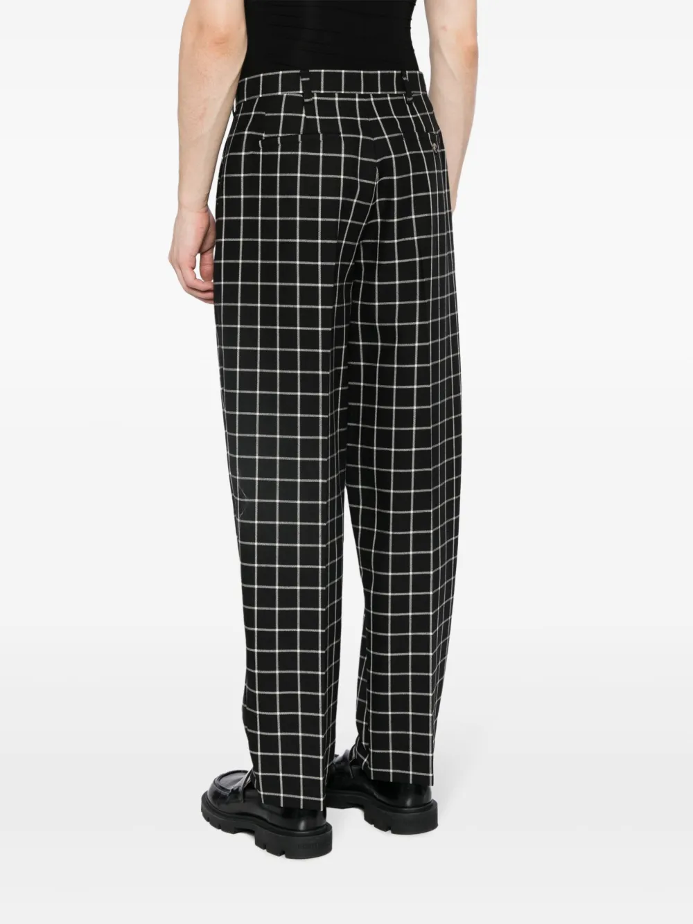 Shop Marni Checked Tapered Trousers In Black