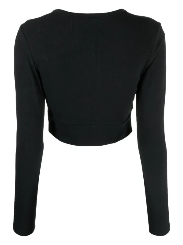 Adidas long sleeve crop top black on sale