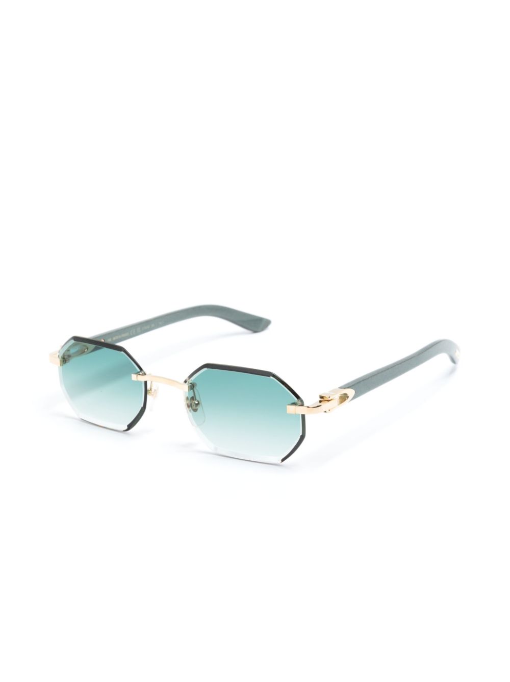 Cartier Eyewear logo-engraved geometric-frame sunglasses - Blauw