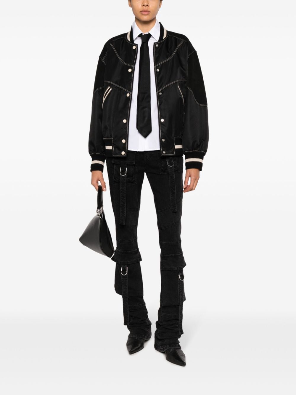 Givenchy panelled leather bomber jacket - Zwart