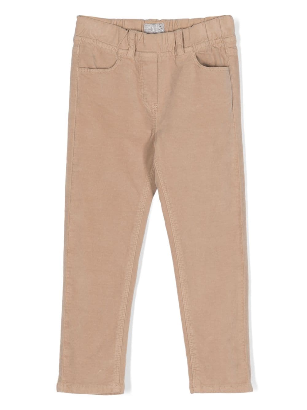 Shop Il Gufo Cotton Velvet Skinny Trousers In Neutrals