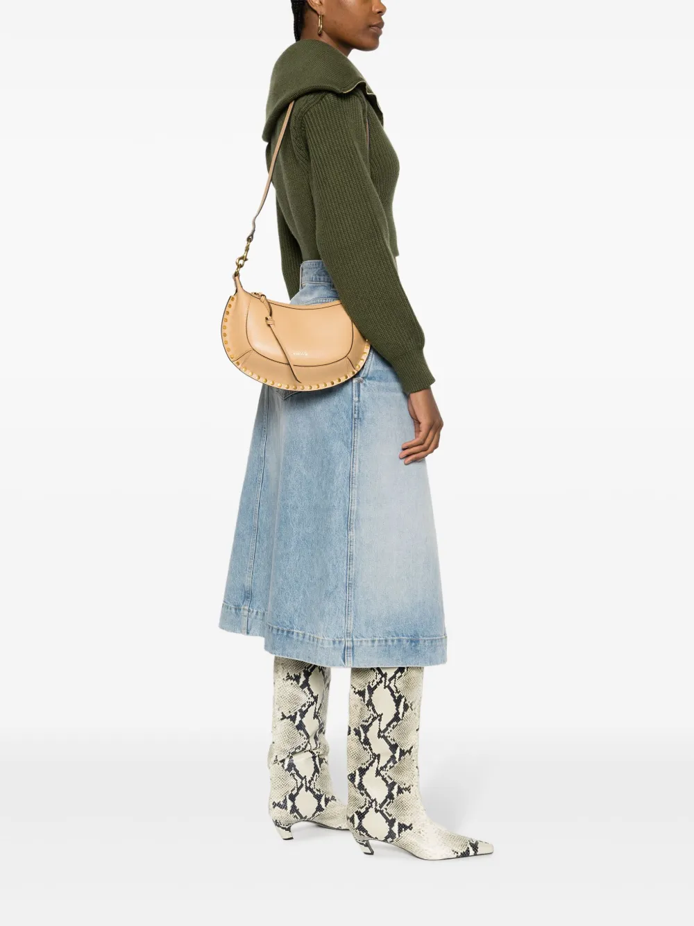 ISABEL MARANT Oskan Moon leather shoulder bag - Beige