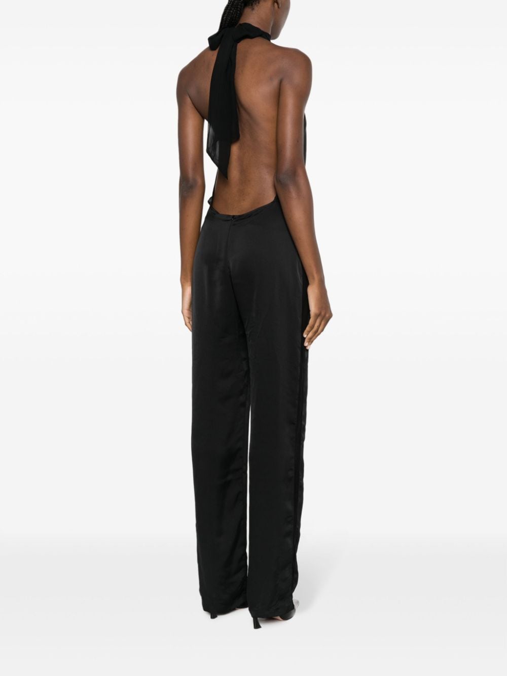 Maison Close Jumpsuit met open rug Zwart