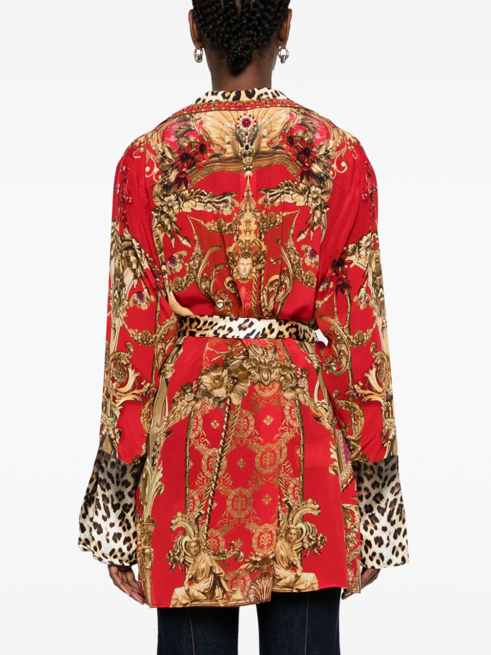 Shop Camilla Baroque-print Silk Blazer In Red