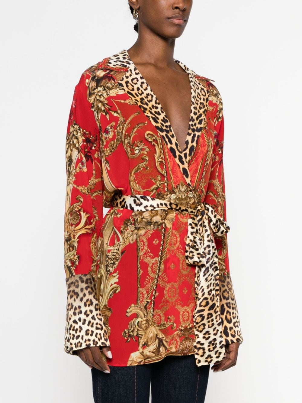 Shop Camilla Baroque-print Silk Blazer In Red
