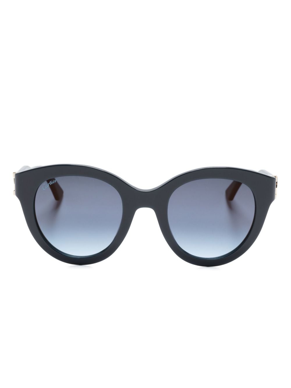 Cartier Logo-plaque Cat-eye Frame Sunglasses In Blue