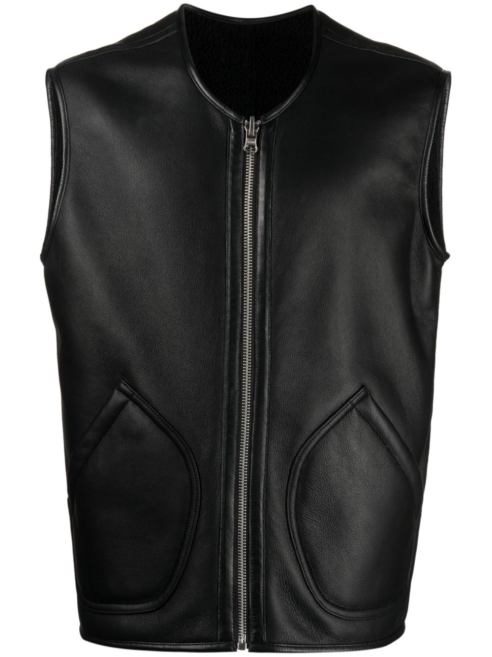 YMC Leren bodywarmer Zwart