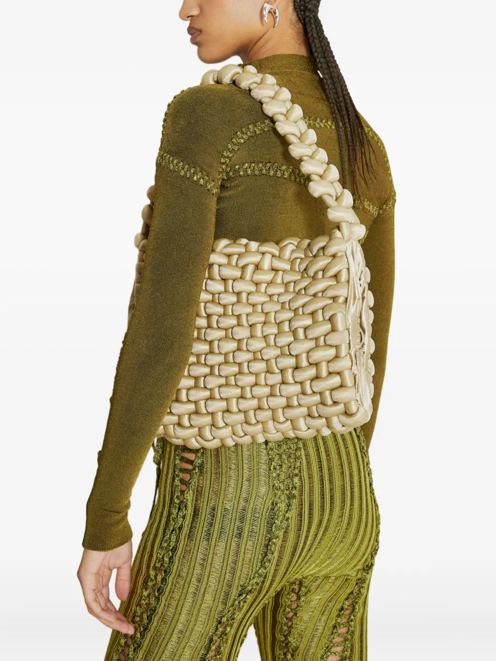 Isa Boulder Kleine Fisherman schoudertas Beige