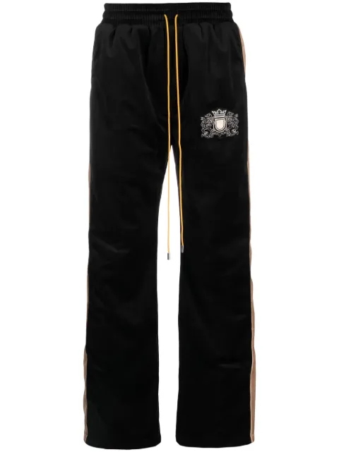 RHUDE pants de terciopelo con insignia bordada