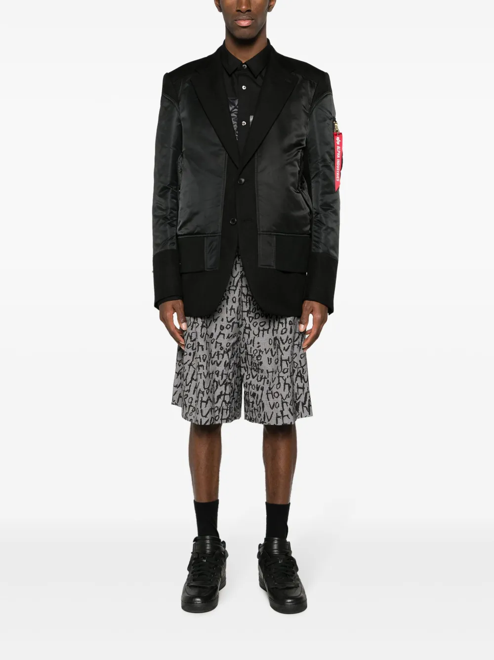 Shop Junya Watanabe Single-breasted Panelled Blazer In Black