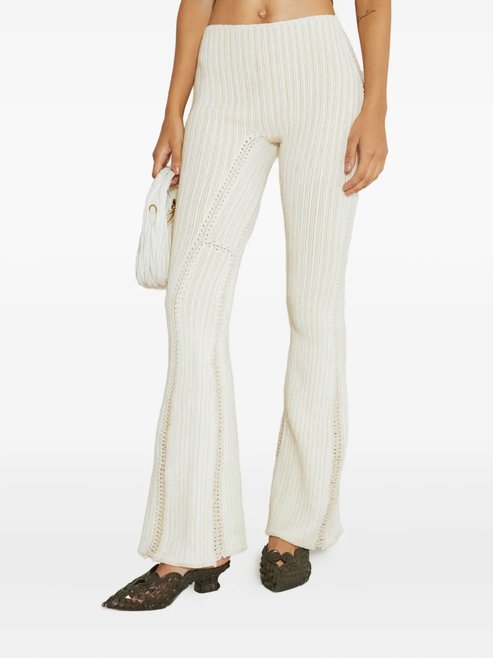 Isa Boulder ribbed embellished trousers Wit