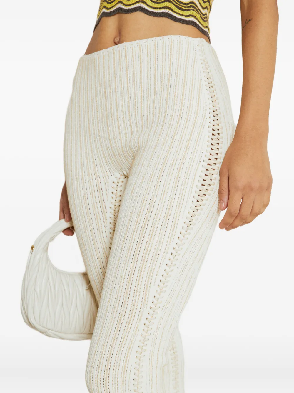 Isa Boulder ribbed embellished trousers Wit