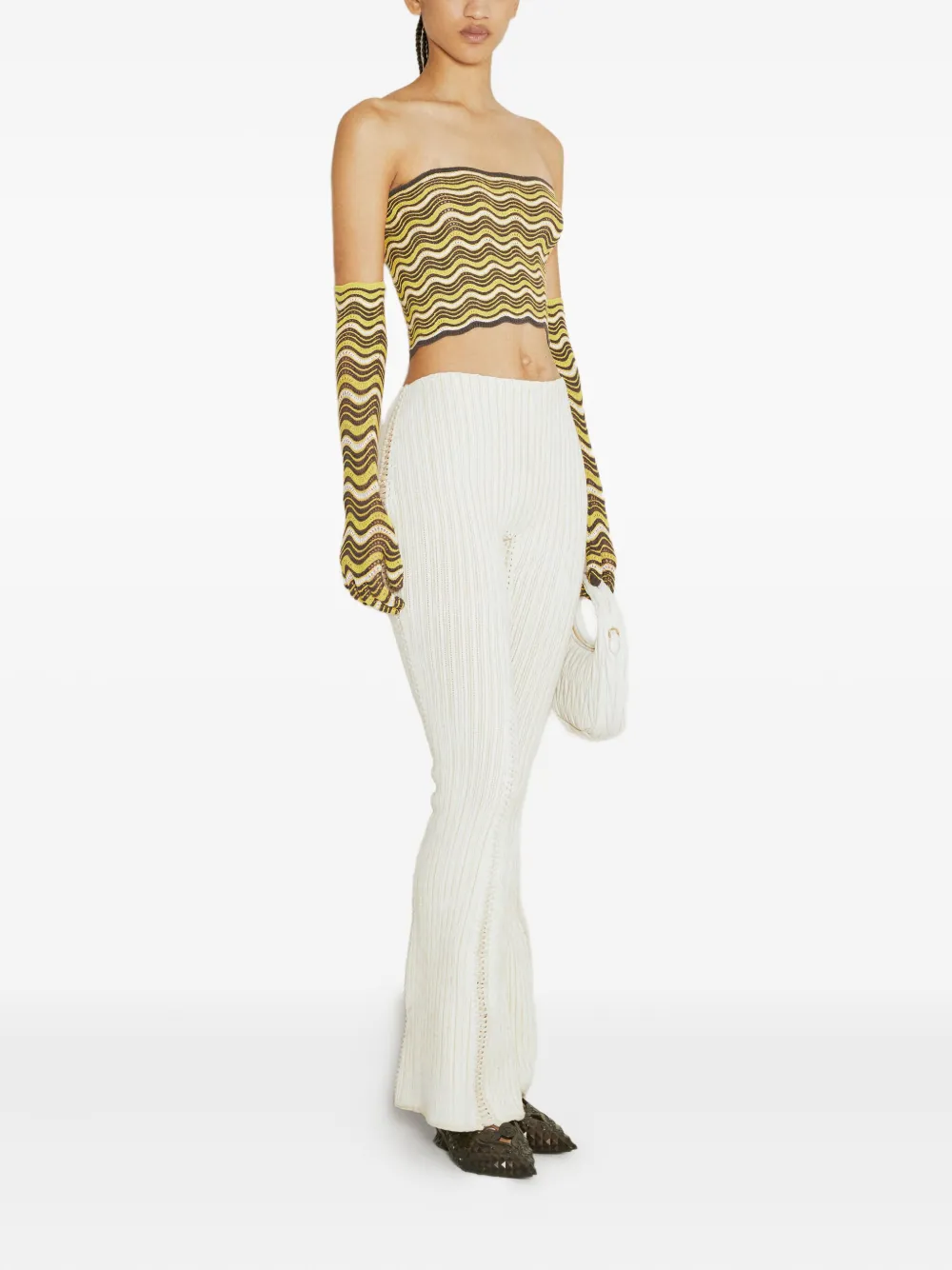 Isa Boulder ribbed embellished trousers Wit