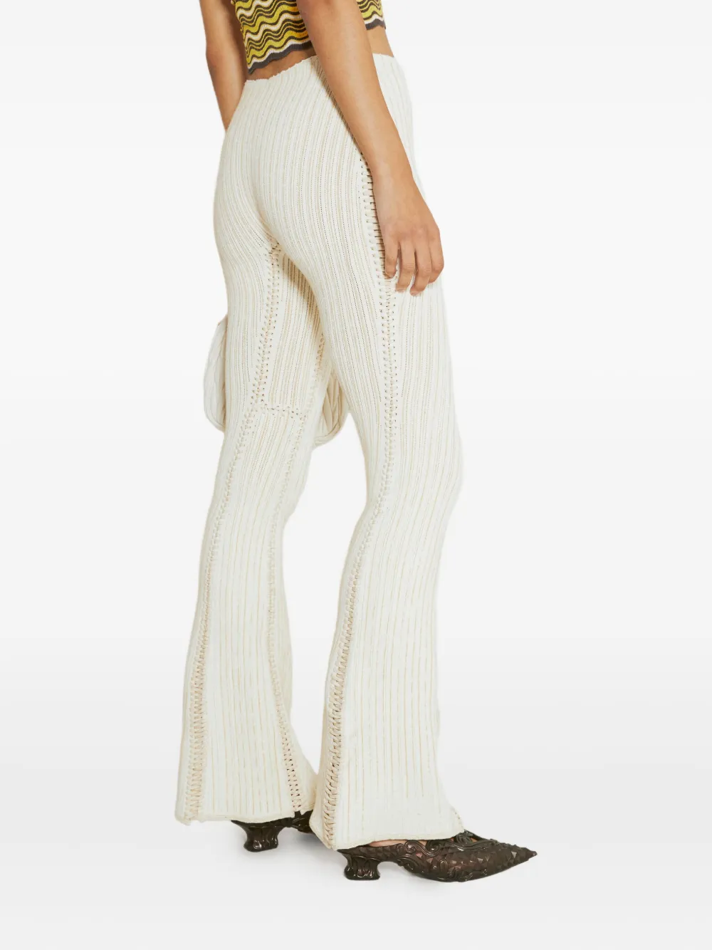Isa Boulder ribbed embellished trousers Wit