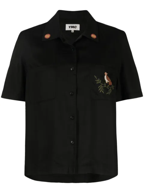 YMC Vegas floral-embroidery shirt