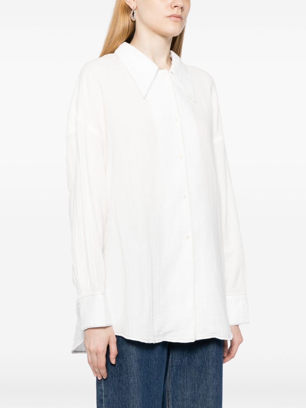 Shop Ymc You Must Create Lena Long-sleeve Cotton Shirt In White