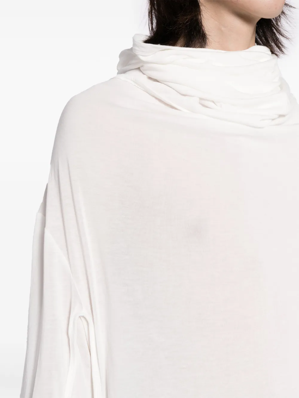 Shop Julius Roll-neck Semi-sheer Jumper In White