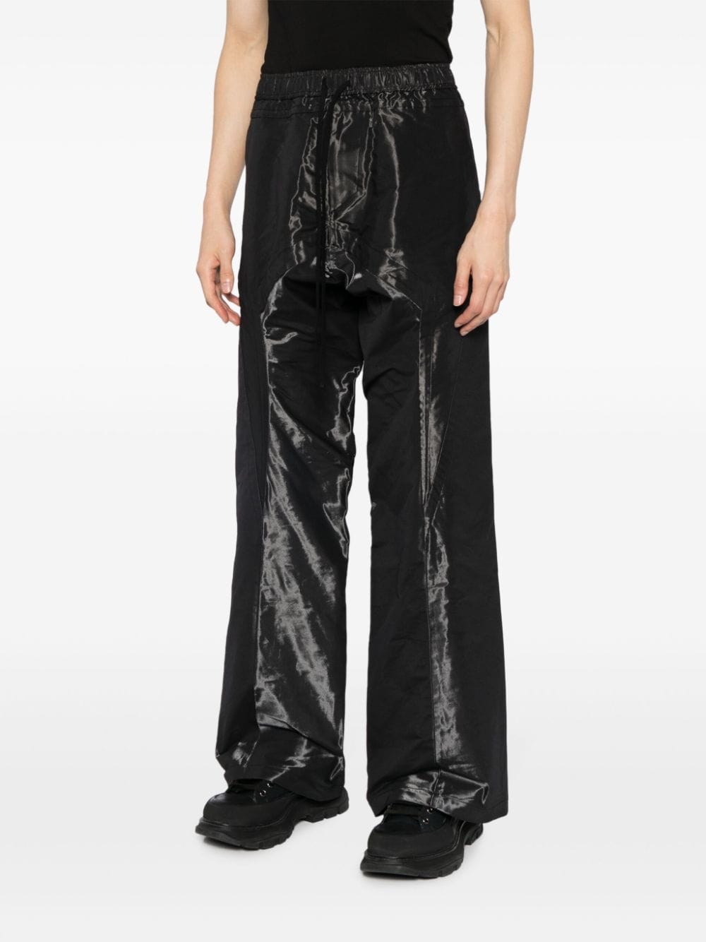Shop Julius Drawstring-waistband Straight-leg Track Pants In Black