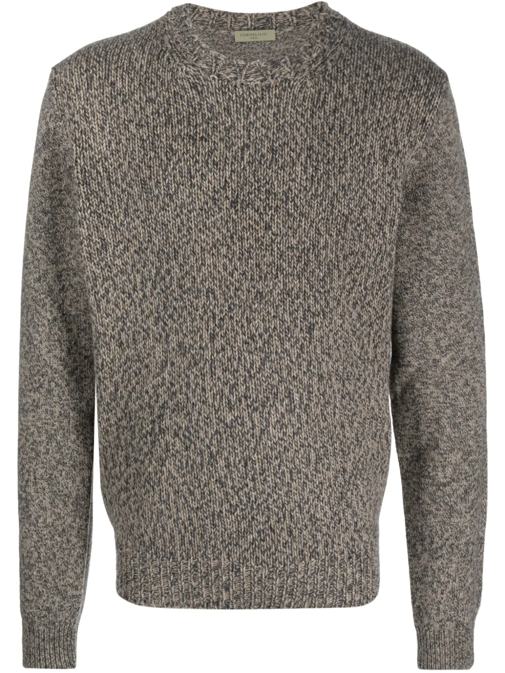 mélange-knit crew-neck jumper