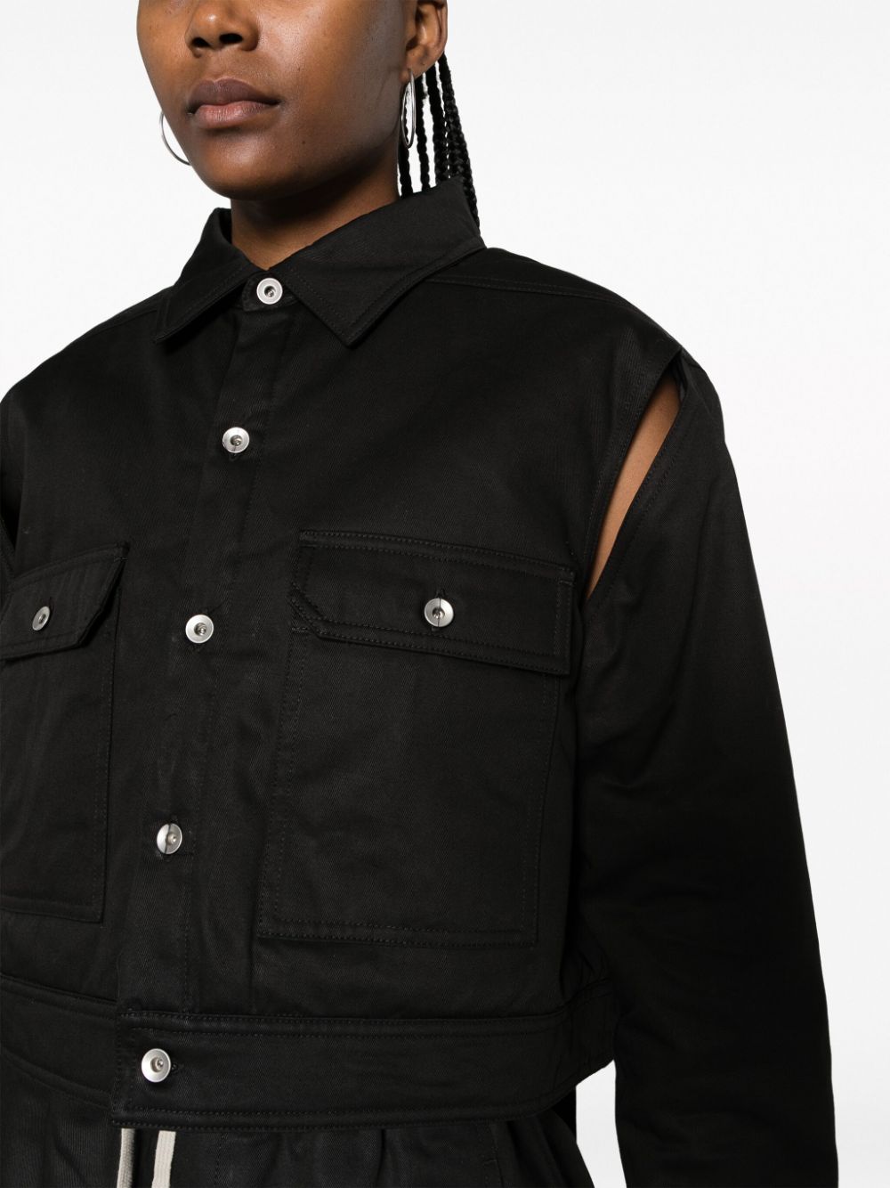 Shop Rick Owens Drkshdw Cut-out Cropped Jacket In Black