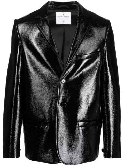 Courrèges zip-detail patent-finish blazer