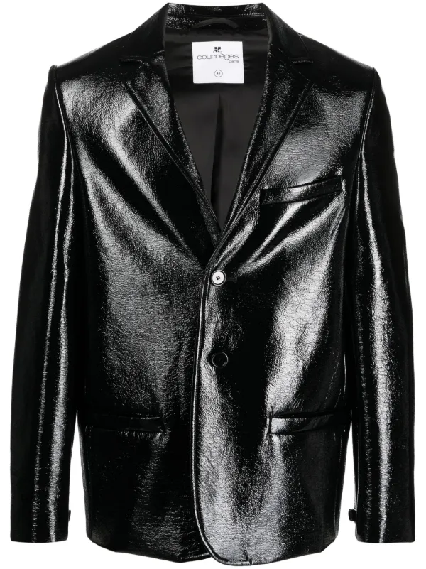 Courrèges zip-detail patent-finish Blazer Black FARFETCH EG
