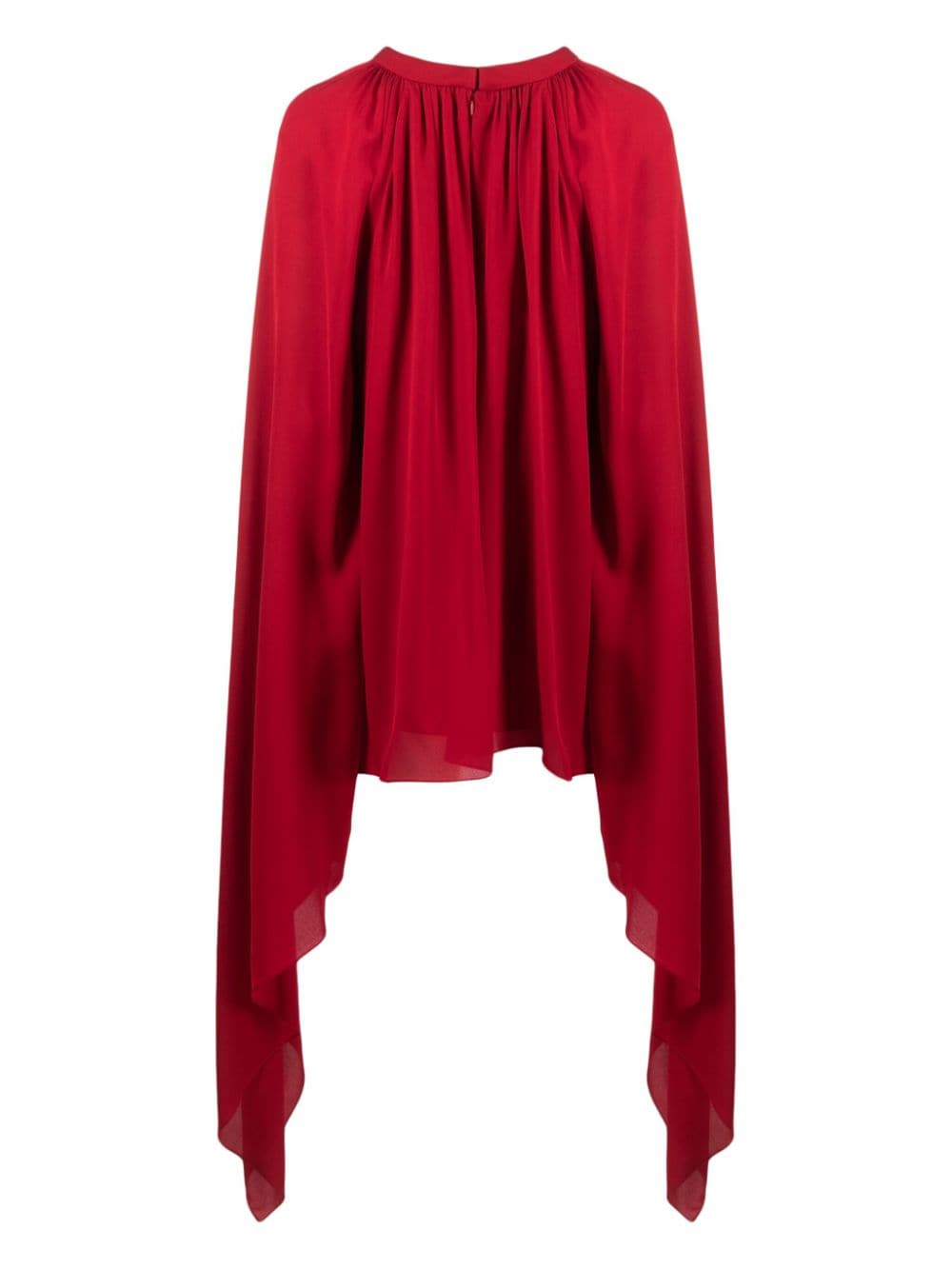 Shop Elie Saab Ruched Silk Blouse In Red
