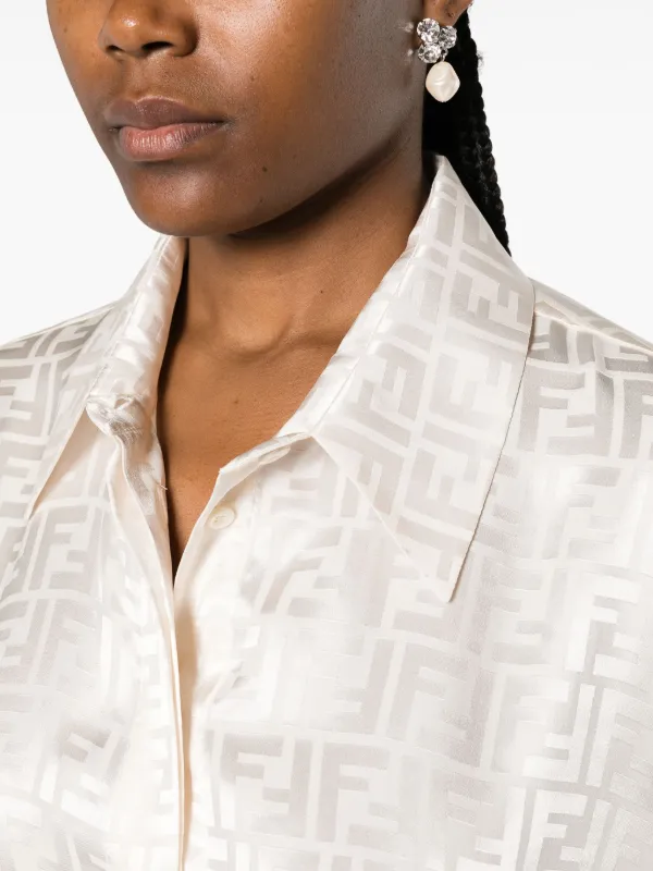 FENDI FF-jacquard Silk Shirt | Neutrals | FARFETCH JO