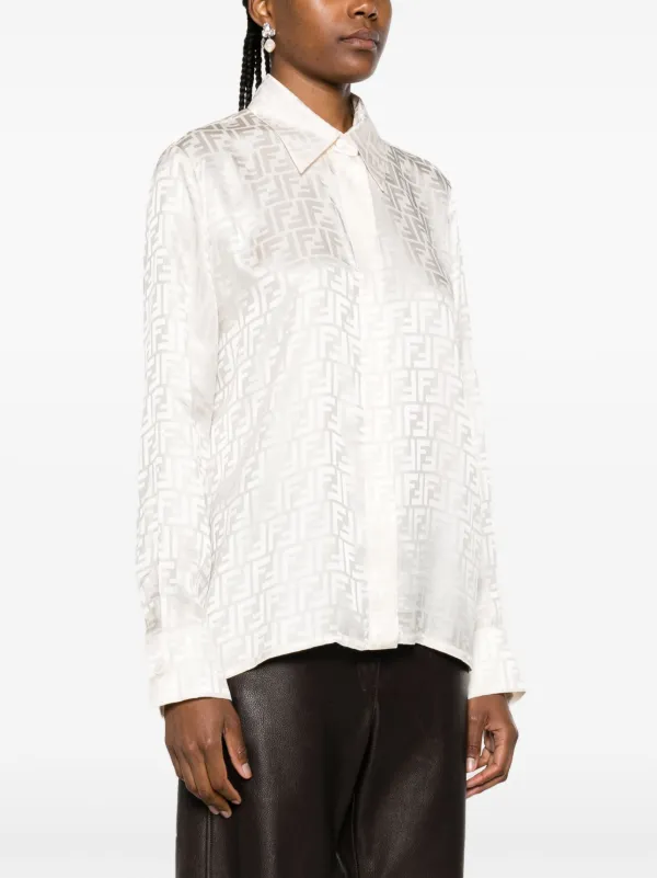 FENDI FF-jacquard Silk Shirt | Neutrals | FARFETCH JO