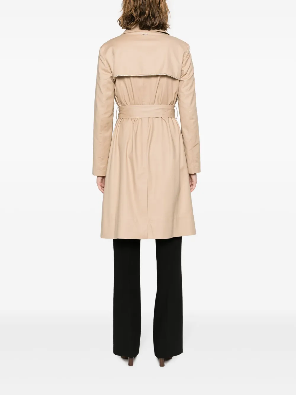 Liu •jo Straight-point Collar Cotton-blend Trench Coat In Neutrals