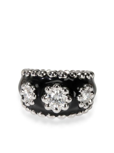 HOT SALE CHANEL 18kt white gold enamel cocktail ring Women