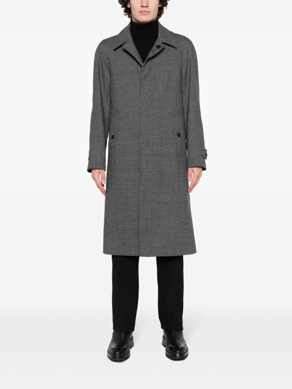 Shop Lardini Single-breasted Peaked Coat In Black
