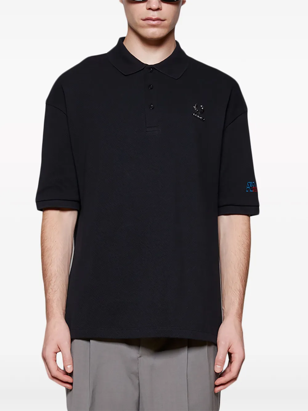 Shop Fred Perry Logo-embroidered Cotton Polo Shirt In Black