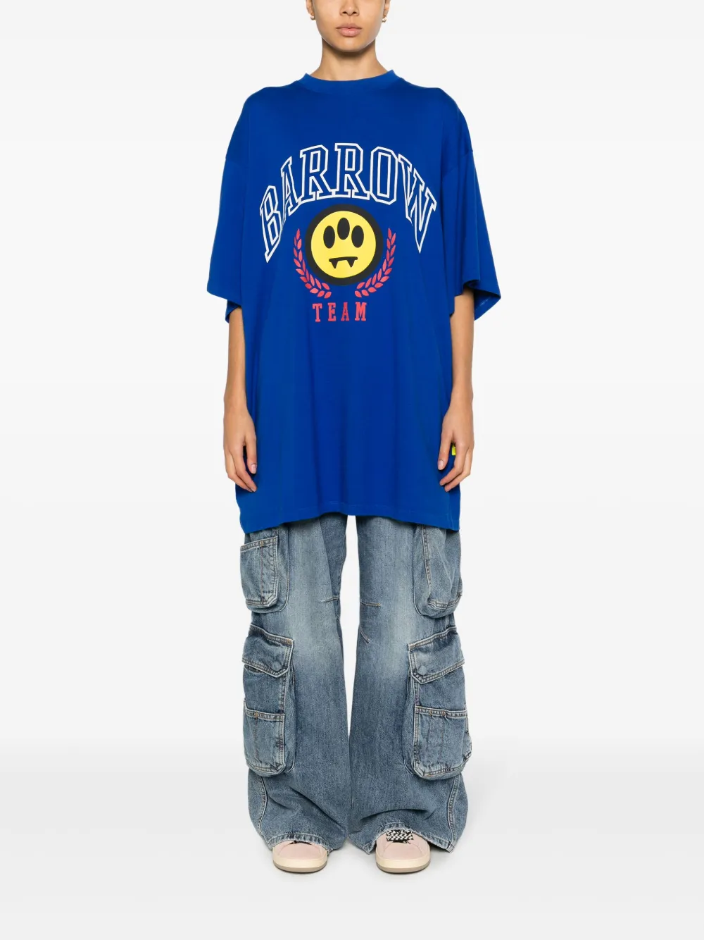 BARROW Katoenen T-shirt met logoprint Blauw