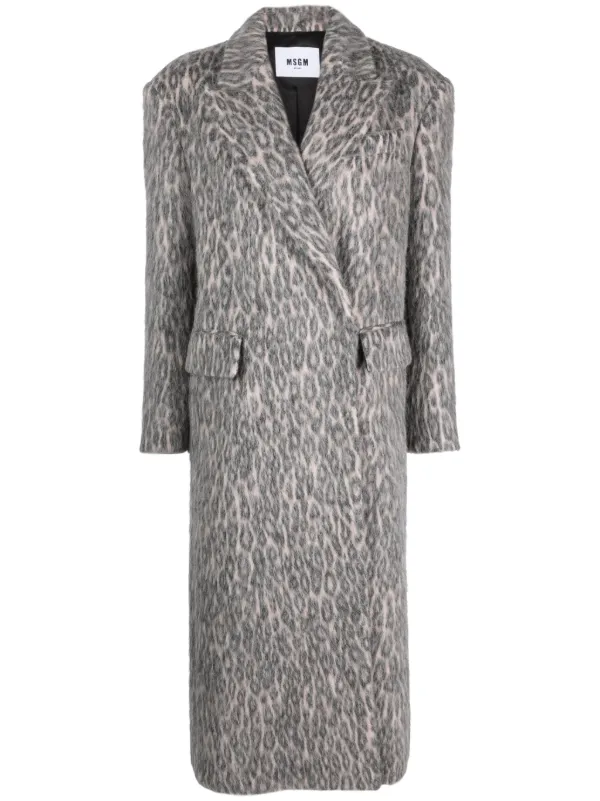 Grey leopard 2024 faux fur coat