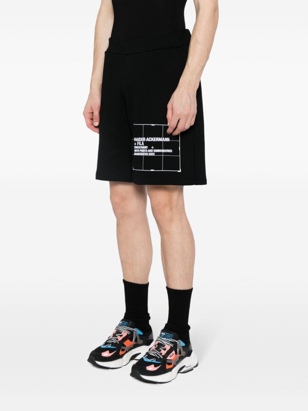 Shop Haider Ackermann Logo-embroidered Cotton Track Shorts In Black